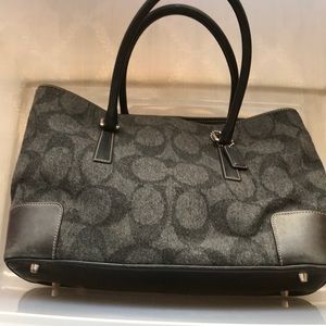 Large Gray Wool Coach Tote/Purse